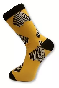Frederick Thomas gelb Zebra Design Herren Neuheit Baumwollsocken - Bild 1 von 1