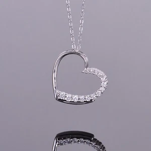 Heart Shaped Pendant with Diamonds in 14k WG - Picture 1 of 2