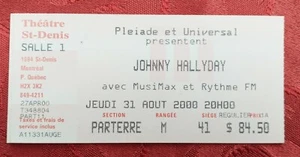 TICKET TICKET KONZERT JOHNNY HALLYDAY THEATRE SAINT-DENIS MONTREAL 31. AUGUST 2000 - Bild 1 von 2