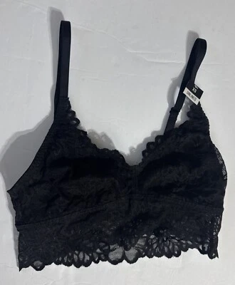 Victorias Secret PINK Size XSmall Unlined Bralette Bra Black Floral Lace Pull On - Image 1 of 4