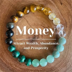Citrine Malachite Tiger Eye Stone Bracelet ,Elastic Beaded Bracelets For Women - Picture 1 of 7