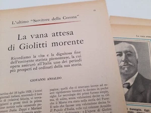 Ritaglio Articolo del 1958 La vana attesa di Giolitti morente - Picture 1 of 3