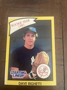1990 DAVE RIGHETTI - Kenner Starting Lineup Card - NEW YORK YANKEES - (Yellow) - Picture 1 of 2