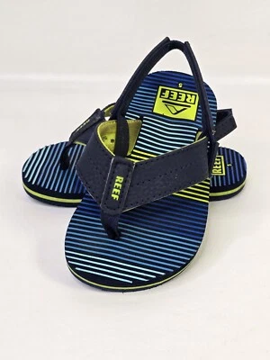Reef Little Toddler Boys 5 Little Uni Flip Flops Sandals Boys Blue Stripe - Image 1 of 4
