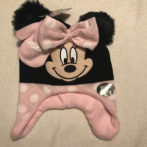 NEU ~ Kleine Mädchen Disney Junior Minnie Maus Kunstfell Beanie Handschuhe Handschuhe
