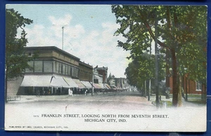 Michigan City Indiana Franklin Street Looking North From Seventh Street Postcard - Bild 1 von 2