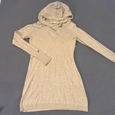 Athleta Sz MP Sweater Dress Ribbed Beige Neutral LS Hoodie Cashmere Cable Knit - Image 1 of 4