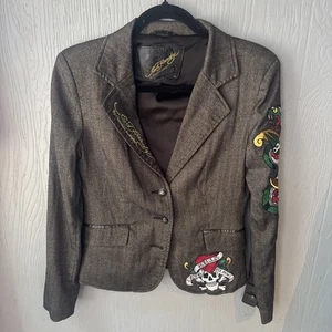 Ed Hardy by Christian Audigier~ M~ CRYSTAL/STONE EMBEDDED Jacket~NY City - Picture 1 of 4