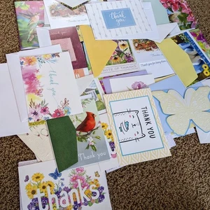 Lotto biglietti di auguri 30+ biglietti di ringraziamento vuoti mai usati - Foto 1 di 14