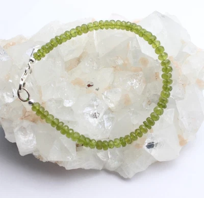 Peridot Armband edelsteinarmband Grün Olivin facettiert Rondell ca. 19,5 cm lang - Bild 1 von 4