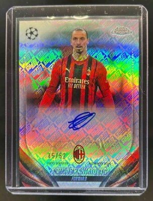 2023 Topps Chrome UEFA Zlatan Ibrahimovic Auto Toppsfractor #45/52 Milan DAMAGED - Image 1 of 2