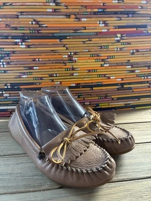 Minnetonka Brown Leather Moccasins Womens Size 8.5 - Image 1 of 4