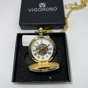 Pocket Watch "ARTWORKS-DOUBLE HUNTER - VISGOROSO" Gold Color Mechanical . - Picture 1 of 9