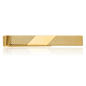 10K Solid Yellow Gold Mens Engraved Tie Clip Bar Tac - Picture 1 of 4