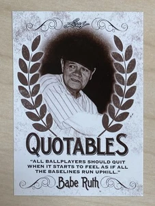 BABE RUTH - 2016 Leaf - BABE RUTH COLLECTION - QUOTABLES #Q5 - NEW YORK YANKEES - Picture 1 of 2