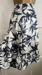MONSOON Floral Oriental Sardinia Silk Cotton Mix Flare Midi Skirt Size 22 - Picture 1 of 3