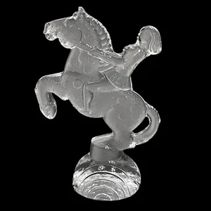 Vintage 1970s Kosta Boda Glass Flatback Circus Series Horse Rider Bertil Vallien - Picture 1 of 12