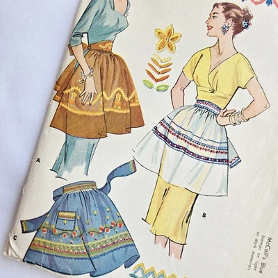 McCall's 1892 Vintage 50s Apron Pattern With Transfer - Image 1 of 4