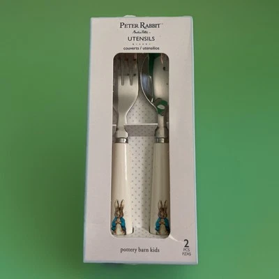 Pottery Barn / Peter Rabbit Utensil Set, Fork & Spoon, New In Damaged Box [READ] - Image 1 of 3