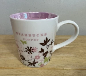 Starbucks 2006 Spring Floral Mug White Brown Pink Green Flowers Butterflies 11oz - Picture 1 of 12