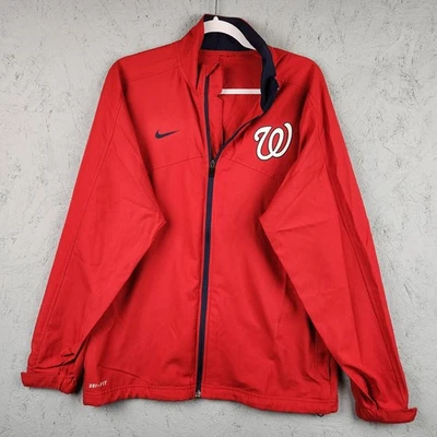 Washington Nationals Jacket Mens Medium Red MLB Baseball Nike Dri Fit Full Zip - Image 1 of 4