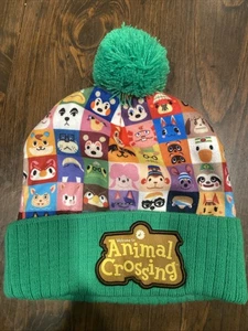 Nintendo 2020 Animal Crossing Character Grid Cap Beanie Hat Cap Pom Green (BB) - Picture 1 of 3