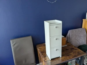 Schmaler Badschrank mit 3 Schubladen weiß gebraucht UVP 49£ - Bild 1 von 12