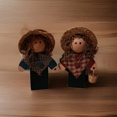 Vintage Country Themed Decorative Wood Collectibles, Set of Two - Image 1 of 4