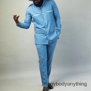 Herren Trachten 2 Teiliges Set Afrikanisches Hemd und Hose Set Anzug Nahost Anzug - Bild 1 von 11