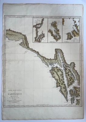 ALASKA & MOUNT ST ELIAS 1799 GEORGE VANCOUVER VERY LARGE ANTIQUE ENGRAVED MAP - Image 1 of 4
