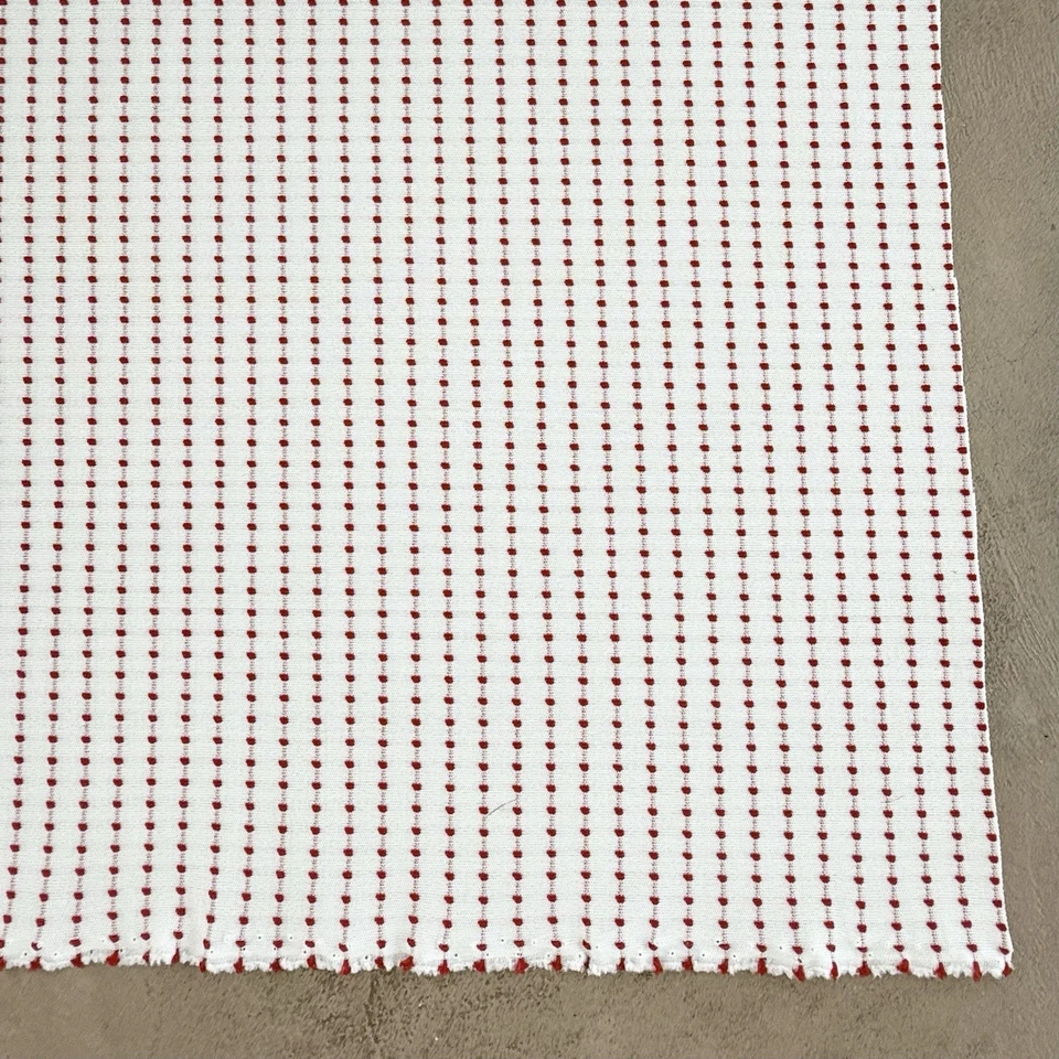 VTG Fabric 1970s 70s White Red Polka Dot 63x69x59 Stretch Polyester Knit 3.5+yds - Image 1 of 4