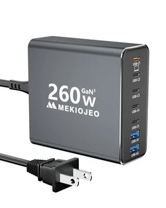 Aluminum Alloy 260W USB C Charger GaN Fast USB C Charging Station 7 Ports 65W... - Picture 1 of 7
