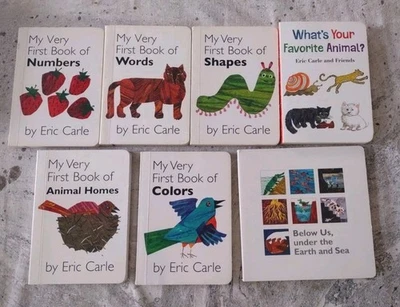 Lot Of 7 Eric Carle Learning Teaching Board Books Shapes Colors Numbers Words - Image 1 of 4