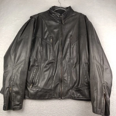 Chaqueta de Cuero Walter Dyer De Colección Acolchada Motocicleta Negra Pesada Motociclista XL HECHA EN EE. UU. Foto 1 de 4