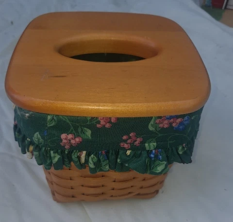 1997 LONGABERGER Classic Tall Tissue Box with Lid and Liner Cover