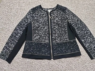 Chaqueta Blazer Chico Para Mujer Talla 2(12) Cremallera Frontal Talla Negro Dorado Leopardo Foto 1 de 4