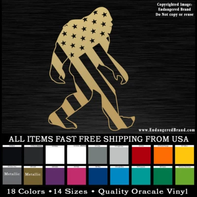 Sasquatch, big Foot, Stars and Stripes  Decal sticker - Image 1 of 4