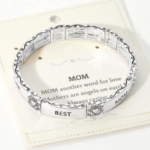 MOM Message Metal Stretch Bracelet-Mother's Day - Picture 1 of 3