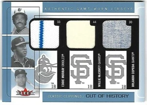 EDDIE MURRAY/WILLIE McCOVEY/ORLANDO CEPEDA 2005 FLEER CLASSIC CLIPPINGS JERSEY! - Picture 1 of 1