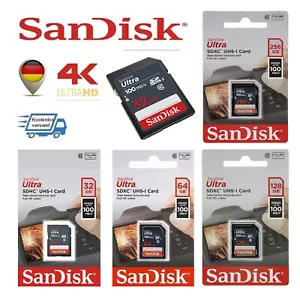 SanDisk Ultra SD SDHC SDXC 32GB / 512 GB Full HD Class 10 -100 MBs - Bild 1 von 16