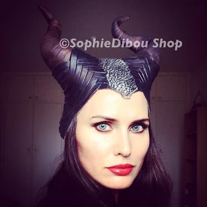 Sexy Halloween Costume - Maleficent Horn Headpiece Silicone Mask - Black Brown - Picture 1 of 6