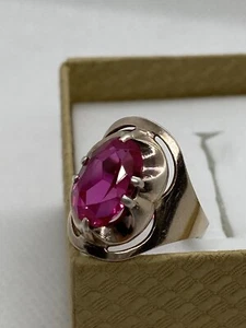 Vintage Soviet Union Silver 875 USSR Ring with Red Ruby Stone size US 6 (16mm) - Zdjęcie 1 z 22
