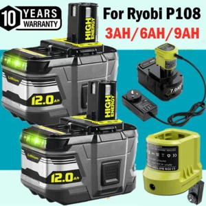 2x 18V 12.0Ah Lithium Battery For RYOBI P108 ONE PLUS 5/6/8AH RB18L40 / Charger - Picture 1 of 43