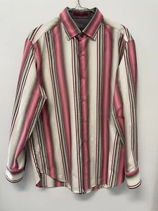 NWT $138 Tommy Bahama Solana Stripe Button Down Silk and Cotton Pomodoro S 0624 - Picture 1 of 10