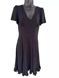 NWT Easy Wear Womens Short Sleeve V Neck Pleated Short Dress Ruffle Size Small - Picture 1 of 9