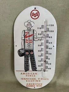 American Fence Advertising Thermometer With Cowboy Rancher Tennessee Coal - Picture 1 of 9