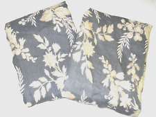 SET 2 Pottery Barn Gray Leaves 100% Linen Standard Shams French Country Cottage