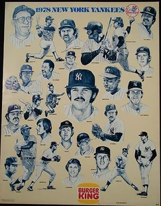 1978 Burger King NY Yankees Poster Jackson Munson - Bild 1 von 1