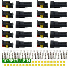 10 Set 2 Pin Waterproof Car Electrical Wire Sealed Connector Plug Cable 12V Kit