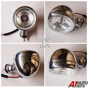 2x 4" Spot Light Fog Chrome 12v 55w Front Halogen Circle Round Lamp Car Van Bike - Picture 1 of 5